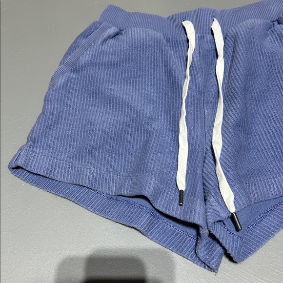 Aerie Blue Ribbed Shorts with Pockets and Drawstring - Picture 2 of 6